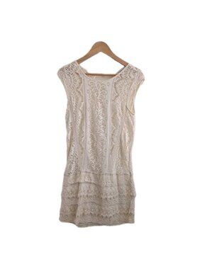 American Eagle Mini Dress  Tiered Ruffle Fit & Flare S Cottagecore Boho Cream